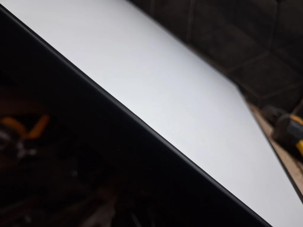 White Campervan Table Top Black T Trim