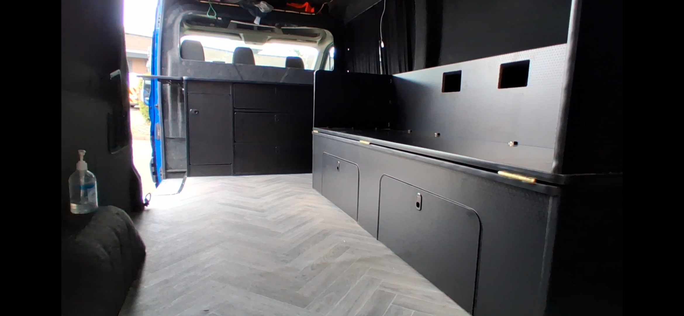 campervan kitchen pod/ Campervan Furniture/ Black Hexa Ply - Image 2