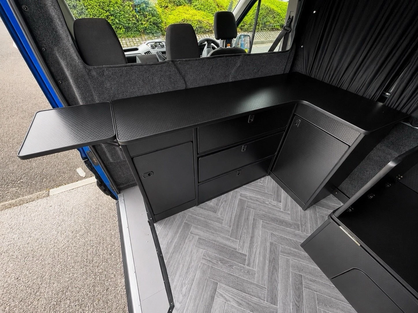 campervan kitchen pod/ Campervan Furniture/ Black Hexa Ply - Image 4